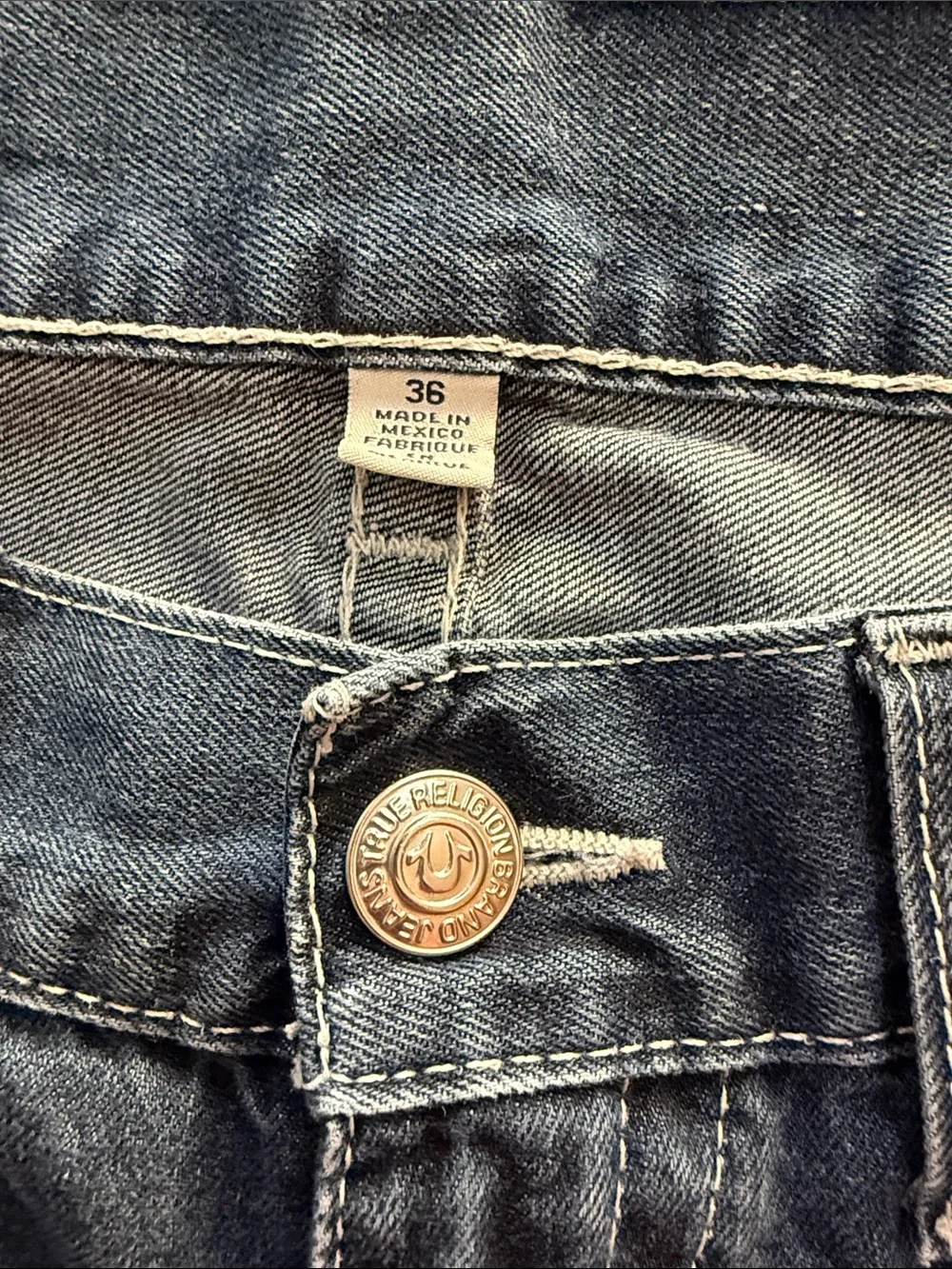 True Religion Skinny Indigo Blue Denim Jeans with Branded Button